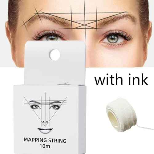 6 Pack Pre-ink Brow Mapping String for Microblading Eyebrow Marker Thread Tattoo PMU Positioning Eyebrow Measuring Tool for Marking Symmetrical Eyebrows (White-6pcs/box)