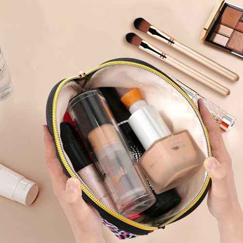 Cosmetic Bag, Small Travel Makeup Bag£¬ Zipper Pouch Cute Gifts for women£¬ Makeup Organizer, Wrinkle Resistant Leopard Print Travel Pouch (Heart)