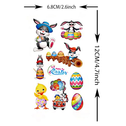 10 Sheets Happy Easter Tattoos For Kids Boys Girls Temporary Tattoos Easter Party Decoration Goodie Bag Fillers, Funny Bunny Eggs Fake Tattoo Sticker Easter Party Favor Supplies Easter Basket Stuffers