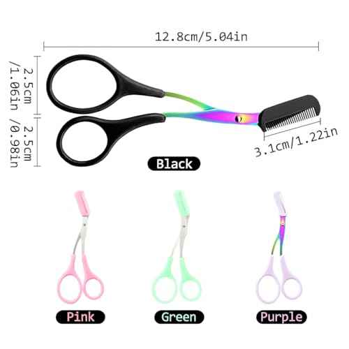 Eyebrow Trimmer Scissor,Eyebrow Trimmer for Women Men,Eyebrow Scissors with Comb,Non-Slip Eyebrow Cutter Eye Brow Razors,Eye Brow Shaper Trimming Scissors Makeup Tool (Black) (Black)