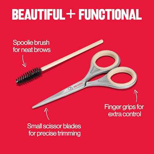 Revlon Designer Series Brow Set, Trimming and Shaping Eyebrow Kit with Scissors and Spoolie Brush, Easy to Use at Home or on The Go, 1 Count