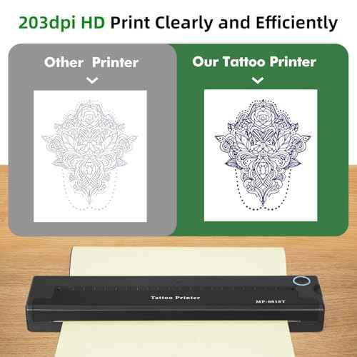 YISUN Tattoo Stencil Printer, Portable Wireless Tattoo Printer, 2000mah Rechargeable Battery with 10 Transfer Papers, Compatible with Android,iOS & Windows