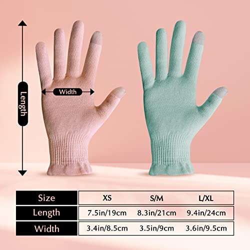 Evridwear Cotton Moisturizing Gloves Overnight Touchscreen for Dry Hands SPA Eczema Hand Care, Day and Night Moisturizing Sleeping Gloves (2 Pair S/M, Feather Weight Pink Color)