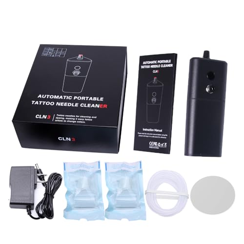 Tattoo Needle Cleaner Machine,Auto Sensor Flushing,Cleaning Tattoo Ink,With Magnetic Suction Function,Portable,to Clean Professional Cartridge Needle and Tip(Cordless Version) (BLACK)