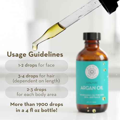 Pure Body Naturals Argan Oil for Skin and Face - 4 fl oz Cold Pressed, Light, Non-Greasy, Nourishing Pure Argan Oil for Hair - Aceite de Argan