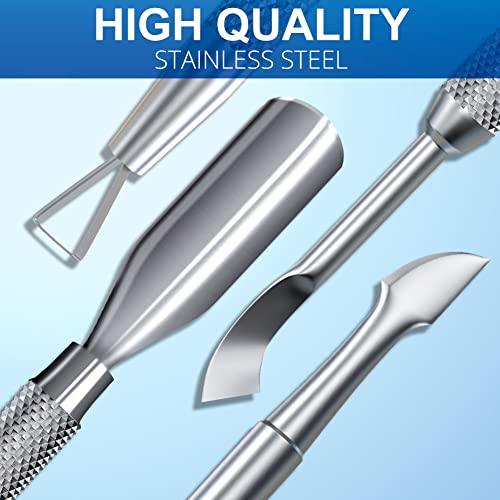 2PCS Metal Silver Cuticle Pusher and Scraper, Nail Trimmer Cutter Stainless Steel Gel Scraper Tool, Nail Polish Remover Peeler Durable Salon Manicure Pedicure Cleaner for Fingernail and Toenail