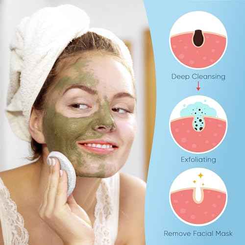 50-Count Compressed Facial Sponges, GAINWELL White Cellulose 100% Natural Cosmetic Spa Sponges for Facial Cleansing, Exfoliating Mask, Makeup Removal