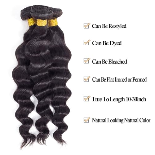 12A Loose Wave Bundles Human Hair 14" 16" 18" 300g 100% Unprocessed Brazilian Virgin Hair Loose Deep Wave Human Hair Weave Bundles Natural Color