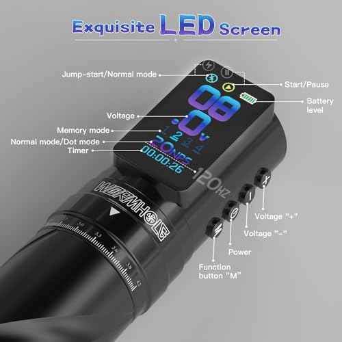 Wormhole Tattoo Gun Kit Wireless Tattoo Kit with 7 Adjustable Stroke 2,300mAh Power Tattoo Machine with Normal/Jump-Start/Dot Working Mode with LED Digital Display Professional Xtreme Tattoo Kit