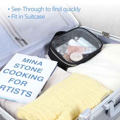 PACKISM Clear Makeup Bag - TSA Approved Toiletry Bag with Handle Large Opening, Clear Toiletry Bags for Traveling Travel Essentials, Travel Bags for Toiletries, Black