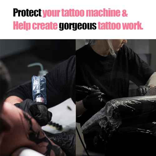 200 Pink Tattoo Pen Covers & 4 Grip Tapes - Large Tattoo Machine Covers & Tattoo Tape Wrap - Tattoo Supplies
