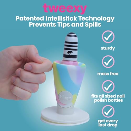tweexy Hinge Untippable Nail Polish Bottle Holder | Anti-Spill Nail Polish Holder Stand, Tilted, Smartgrip Airlock Suction | Fingernail Painting, Nail Art Tools | Nail Polish Accessories (Unicorn)