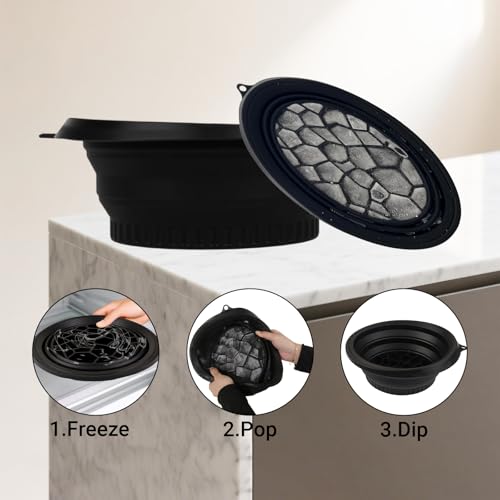 Face Bowl for Ice with Built-In Ice Tray,Ice Bath Collapsible Silicone Bowl,Facial Plunge Bowl, for Face Cooling Portable Spa Tool for Home & Travel £¨Black£©