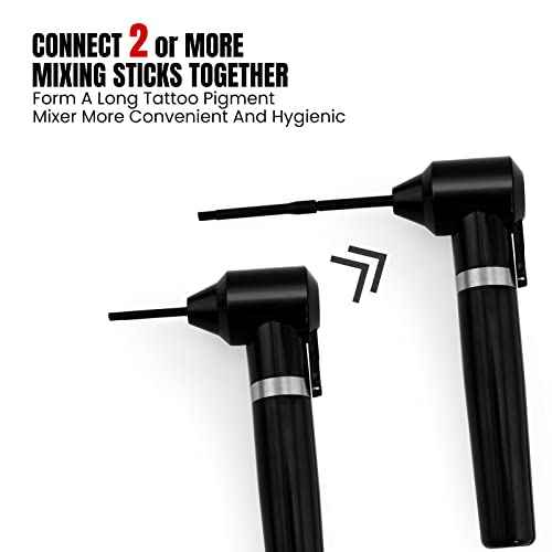 Tattoo Ink Mixer with 105Pcs Mixing Sticks Denergy Tattoo Pigment Machine Eyebrow Color Makeup Tattoo Ink Pigment Electric Agitator Machine for Microblading Tattooing (Black+105pcs Sticks)