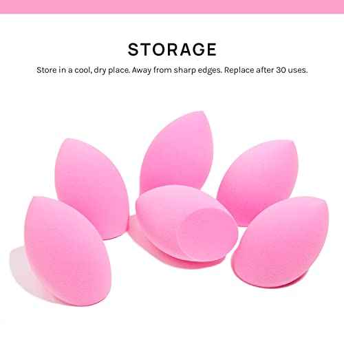 AOA Studio Collection Makeup Sponge Set Makeup Blender Latex Free and High-definition Super Soft Set of 6 Makeup Blender For Powder Cream and Liquid, Beauty Cosmetic Beveled Shape (Pink)