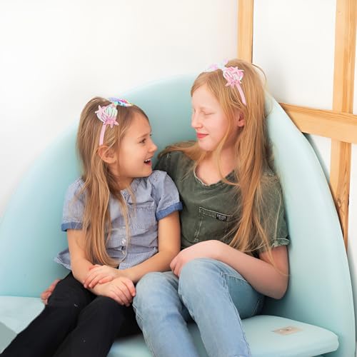 6Pcs Mermaid Headbands for Girls Fish Tail Hair Band for Women White Pink Blue Purple Light Pink Rainbow Multi-colored Headbands Seashell Ocean Theme Cute Headband