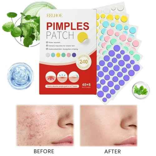 240 Acne Pimple Patches ? Multicolor Hydrocolloid Stickers ? Non-Medicated Spot Dots for Face Care ? Invisible and Waterproof