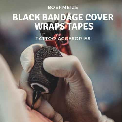200pcs Tattoo Clip Cord Covers with 6pcs Black Disposable Adhesive Bandage Grip Tape - Easy-to-Use Dustproof and Dirt-Proof Tattoo Machine Supplies