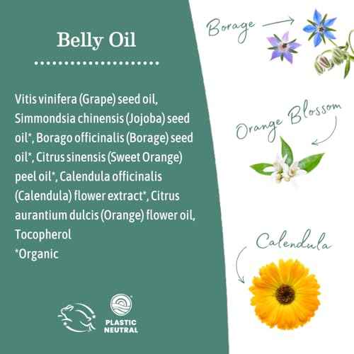 Earth Mama Belly Oil for Dry Skin | Calendula Skin Care Moisturizer Oil to Encourage Natural Elasticity and Help Prevent Stretch Marks During Pregnancy and Postpartum, 4-Fluid Ounce