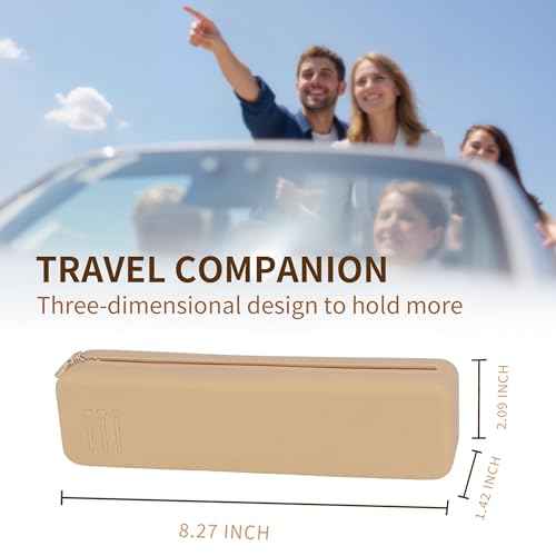 Nuomeisi Silicone Makeup Brush Holder Travel Cosmetic Bag: Soft Portable Cosmetic Face Brushes Organiser with Upgrade Anti-Fall Off Zipper, Large Capacity Travel Makeup Brush Case - Khaki