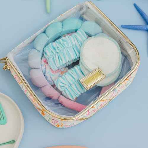 Lilly Pulitzer Self Care Kit, Spa Gift Set for Women with Spa Headband, 2 Face Wash Pads, 2 Wristbands, and Scrunchie (Summer Serenade)