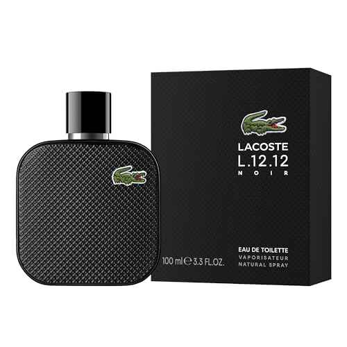 Lacoste Eau de Toilette Spray for Men, Eau De Lacoste L.12.12 Noir, 3.3 Ounce