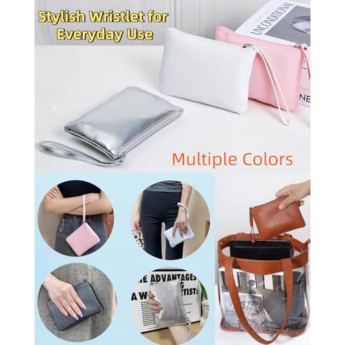 2 Pack Small Zipper Pouch Mini Makeup Bag for Purse Lipstick Cosmetic Travel Make Up Organizer for Women Essentials, Car Change Coin Holder 4.5 x 6.5 Clutch Stadium Approved Wristlet, Black