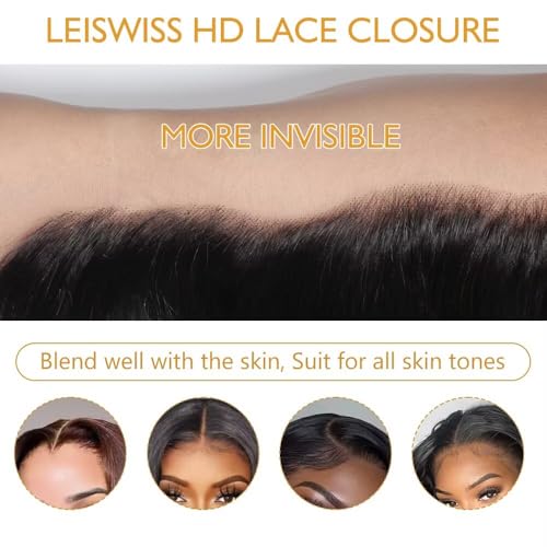 Burmese Curly Clousre Human Hair 5x5 Hd Lace Closure 12a Brazilian Raw Human Hair Pre Plucked With Baby Hair Invisible Ultra-Thin Hd Lace Single Knot Closure Nature Black 14 Inches