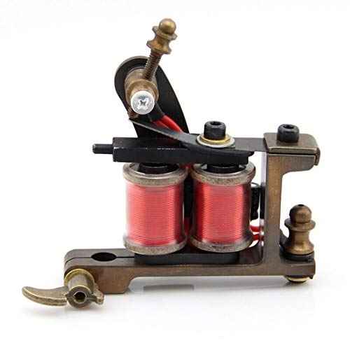 Professional Tattoo Coil Machine Gun CNC Carved Brass 10 Wrap Coils Handmade Tattoo Liner Machines Excellent Supply for Professional Tattooist Artists