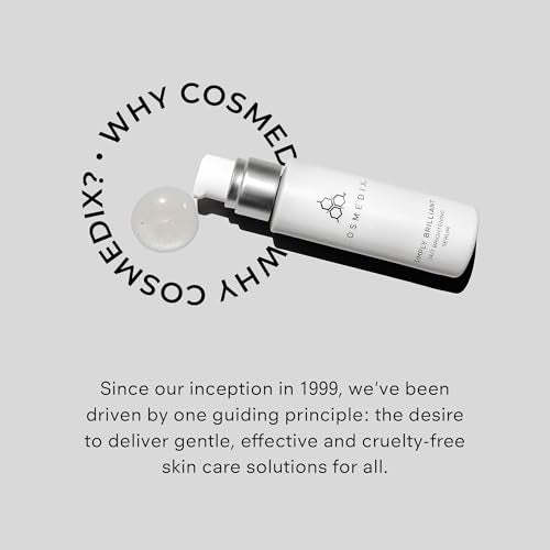 COSMEDIX Simply Brilliant 24/7 Brightening Face Serum - Exfoliating Facial Serum for Fine Lines, Wrinkles & Uneven Skin Tone - Gentle Firming Skincare for Brighter-Looking Skin & Natural Glow