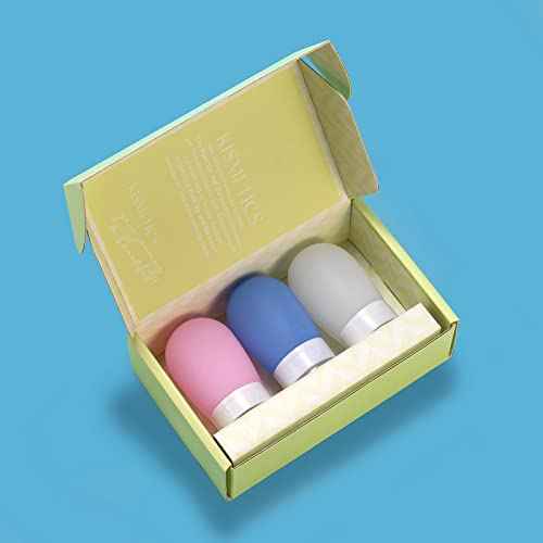 Leak Proof Squeezable Silicone Travel Bottles, Reusable, Refillable Bottles, Bulb Shape, Sustainable, TSA Carry On Approved Toiletries Containers, 3pcs (2oz/60ml)