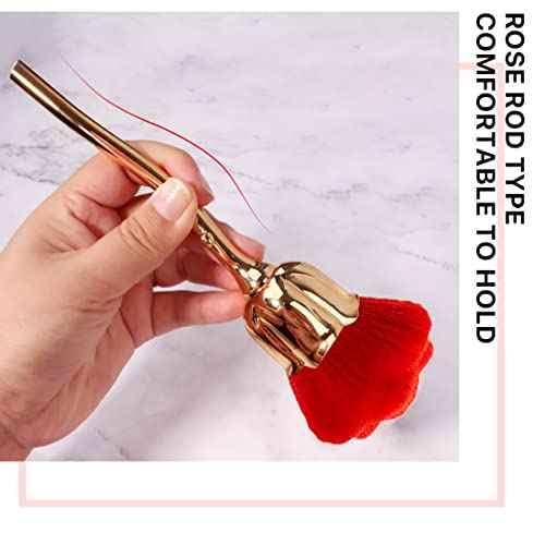 2 Pcs Rose Flower Makeup Brushes Flower Blush Brush Super Large Face Powder Makeup Brushes kabuki brushes for Powder Cosmetic Nail Dust Brush Loose Powder Brush Makeup Manicure (Red/Pink)
