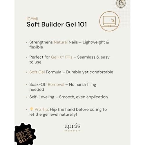 Apr?s Soft Gel Builder in a Bottle, Self-Leveling Soak-Off Gel-X Nail Extension Thickening Strengthener