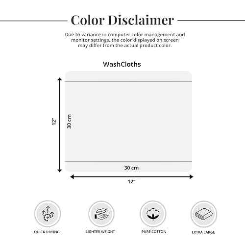 Tens Towels Pack of 60 Washcloths, 12 x 12 Inches, Lighter Weight, Quick to Dry, Super Soft & Absorbent, Gentle Face Towels, Hotel Quality, Perfect for Bathroom, Gym, Spa (White, 60 Pack)