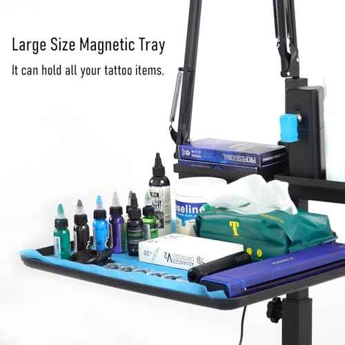 Multifunctional Tattoo Workstation,Tattoo Tray Cart with Tattoo Light& Wheels,Mobile Phone,ipad Tablet Holder, Tattoo Ink Magnetic Tray,for Tattoo & Salon Studio