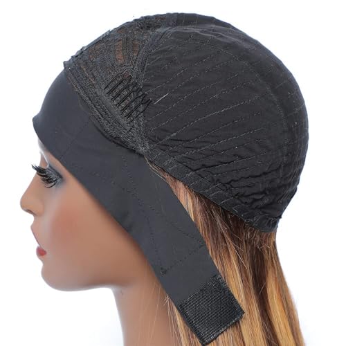 Highlight Ombre Straight Headband Wigs Human Hair Ombre Headband Wig for Women Machine Made Wig Brazilian Virgin Human Hair 150% Density 22 Inch