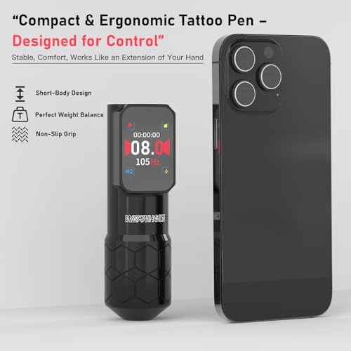 Wormhole Tattoo Gun Wireless Tattoo Machine 1500mAh Battery Aluminum Alloy Smart Tattoo Pen Dot Working Mode Multifunctional Machine for Professional Artist Black