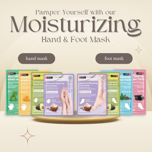 Innerest 24 PK Original Derma Beauty Hand Mask Bulk Moisturizing Hand Gloves for Dry Hands Nail Care Essential, Best Mother's Day Gift Idea, Self Care Women Gift (Shea Butter + Avocado)