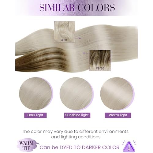 LaaVoo Blonde U Tip Hair Extensions Human Hair Platinum Blonde K Tip Hair Extensions Real Human Hair 24 inch Long Straight Remy Utip Hair Extensions Keratin Hair Extensions 50g/50s