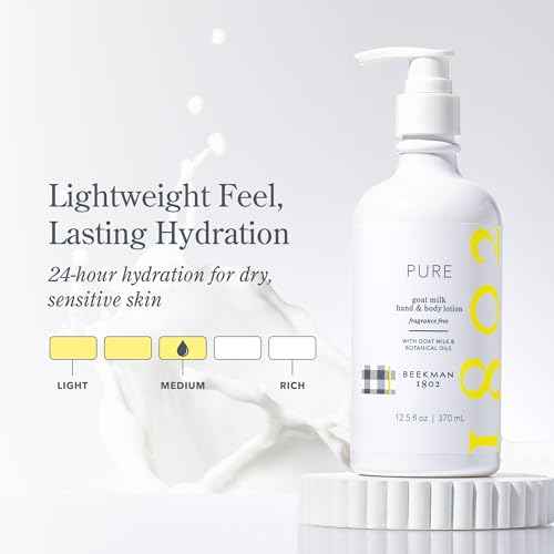 Beekman 1802 Goat Milk Lotion - Hydrates, & Softens Dry Skin, Body and Hand Lotion - With Shea Butter & Jojoba Oil - Lightweight, Non-Greasy, Cruelty-Free