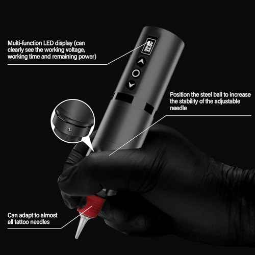 OZER Tattoo Gun Kit Black 20Pcs Tattoo Cartridge Needles 2000mAh Pen Kit Tattoo Kit Tattoo Pen Kit for Beginners Tattoo Pen Type Machine Kit £¨Tattoo ink are for tattoo practice use only£©