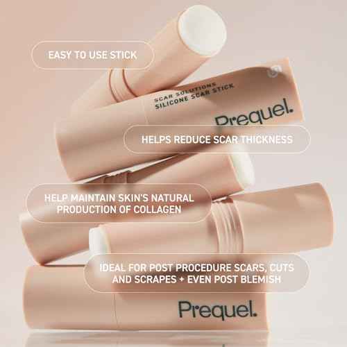 Prequel Skin Scar Solutions 60% Silicone Scar Stick. Thick Solid Velvety Film for Scars. Formula Infused with Centella Asiatica Extracts and Vitamin E. Soothing and Occlusive