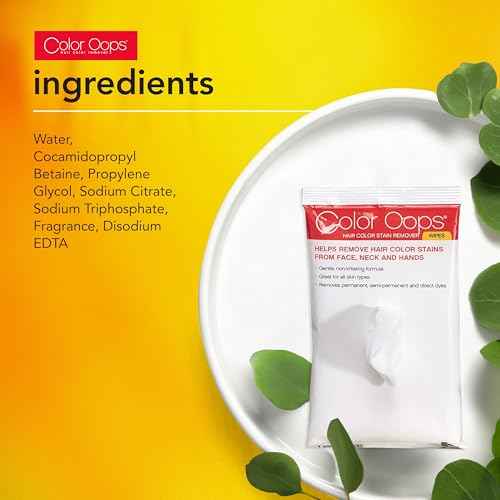 Color Oops Hair Color Remover Wipes, 5 Count, Coconut Oil Base Quickly and Gently Removes Temporary, Semi-Permanent, & Permanent Hair Color Stains From Your Skin, Cruelty Free