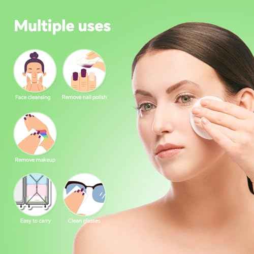 Boxed 100% Cotton Rounds for Face (150), Dual-Texture, Soft, Lint-Free Makeup Remover Pads, Hypoallergenic, Highly Absorbent