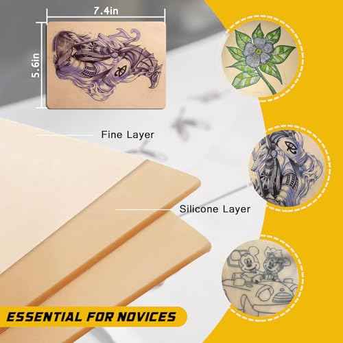 3MM Tattoo Fake Skin - Narkysus 10Pcs Tattoo Skin Practice 3MM Thick Fake Skin Blank Tattoo Practice 7.4x5.6" Double Sides Use for Beginners and Artists Tattoo Supplies