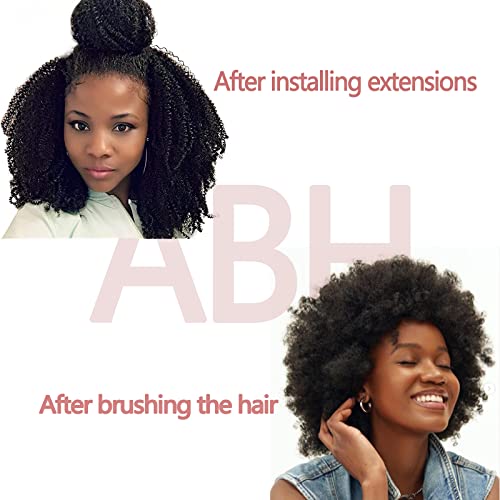 ABH AMAZINGBEAUTY HAIR Afro Coily Clip in Hair Extensions Real Human Hair 4B and 4C Double Wefts Remy Coily Clip ins for African Americans 120 Grams 7pcs 17 Clips, #1B Natural Black 14 Inch
