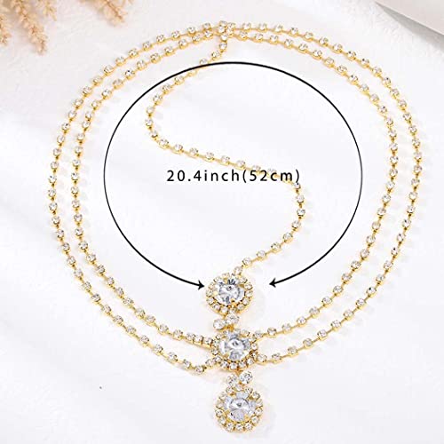 Layerd Head Chain Rhinestone Hair Chain Wedding Hair Accessories Fordhead Headband for Women and Girls