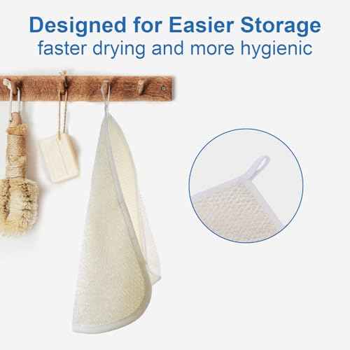 Exfoliating Washcloth (3 Pack), Shower Cloth for Body and Face Exfoliator Scrubber, Two Sides Exfoliate Shower Rag Wash Cloths Nylon Cotton Loofah Sponge Scrub Towel estropajos para el cuerpo