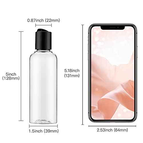 Travel Bottles for Toiletries 3.4 oz - Travel Size Containers for Shampoo Plastic - Small Empty Lotion Squeeze Bottle for Liquid TSA Approved - Leak Proof Mini Conditioner Refillable Clear 100ml