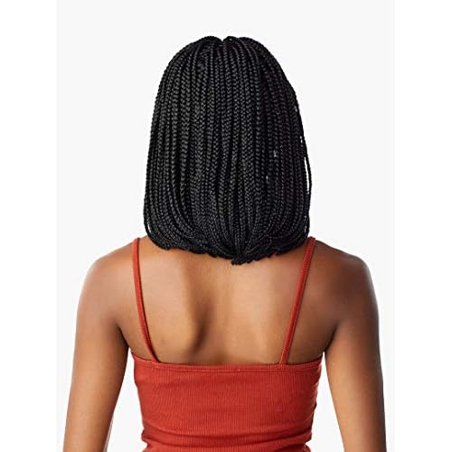 Sensationnel Cloud9 4x4 Braided Wig - Box Braid BOB Hand Tied Swiss Lace with Large Parting Area (1B OFFBLACK)